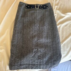 Tory burch Belt Detail Wool Skirt